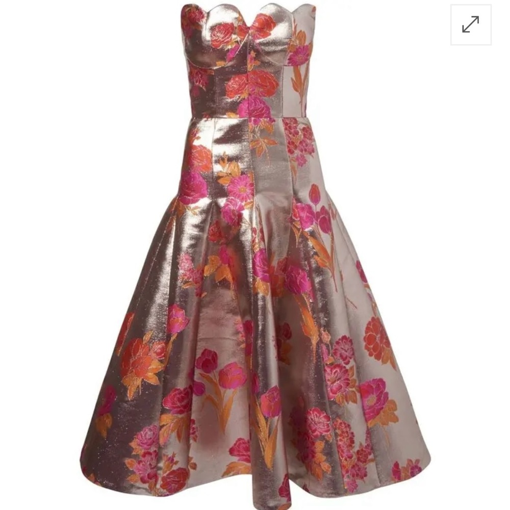 Markarian silver metallic strapless midi dress. Tags on.